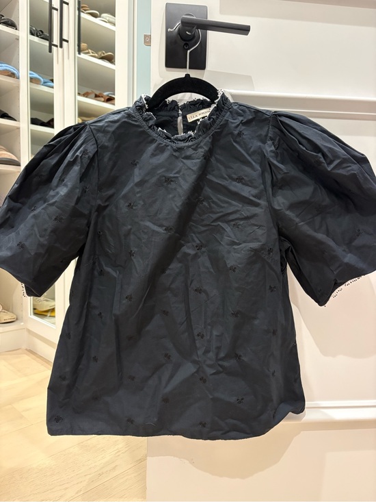 Ulla Johnson Tops - Women’s Ulla Johnson black embroidered short sleeve black blouse shirt size 2